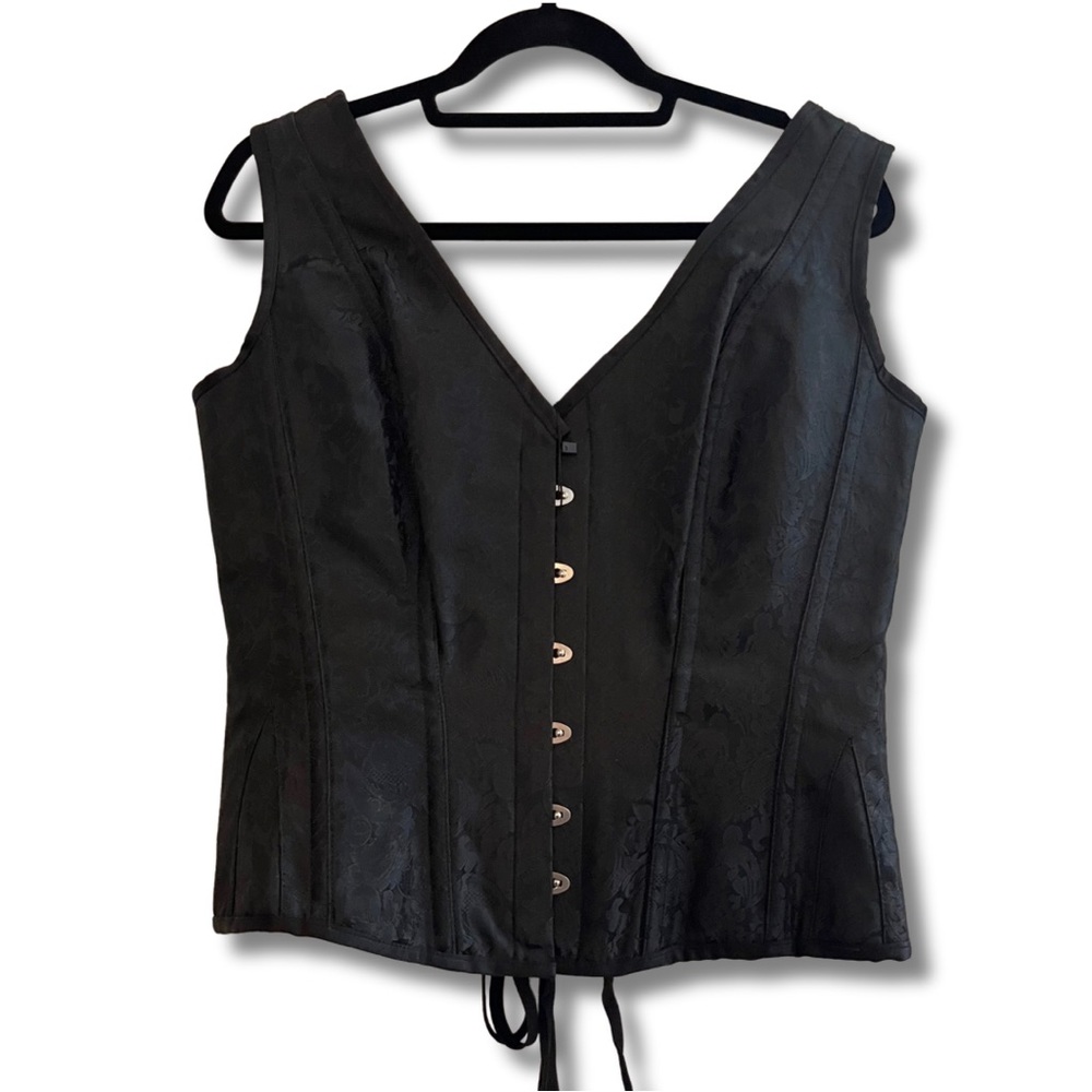 Corset Story Black Brocade Waist Taming
Overbust With Shoulder Straps 36 Waist